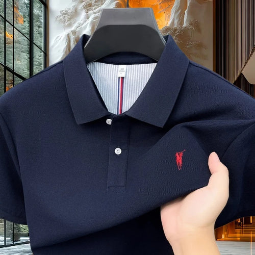 100% pure cotton high-end brand men's short sleeve polo shirt 2026 summer luxury fashion pony embroidery golf top casual T-shirt